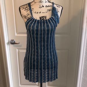 Crocheted Tie Neck Woven Top